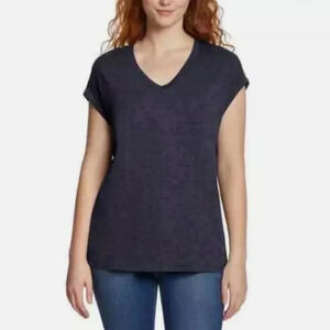 Jessica Simpson Navy Blue Lightweight V-Neck Short Sleeve T-Shirt XL